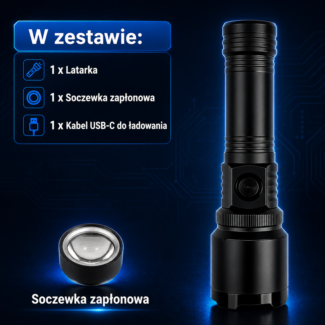 XenonPro Basic™ – mocna latarka LED z zoomem i ładowaniem USB-C