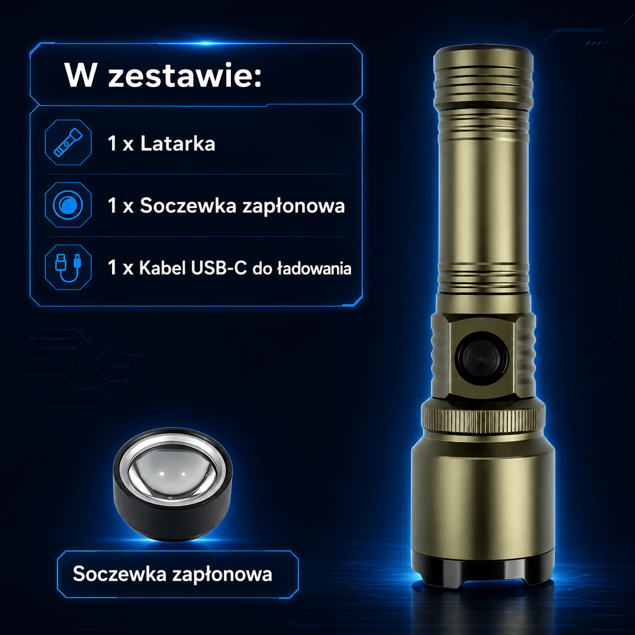 XenonPro Basic™ – mocna latarka LED z zoomem i ładowaniem USB-C